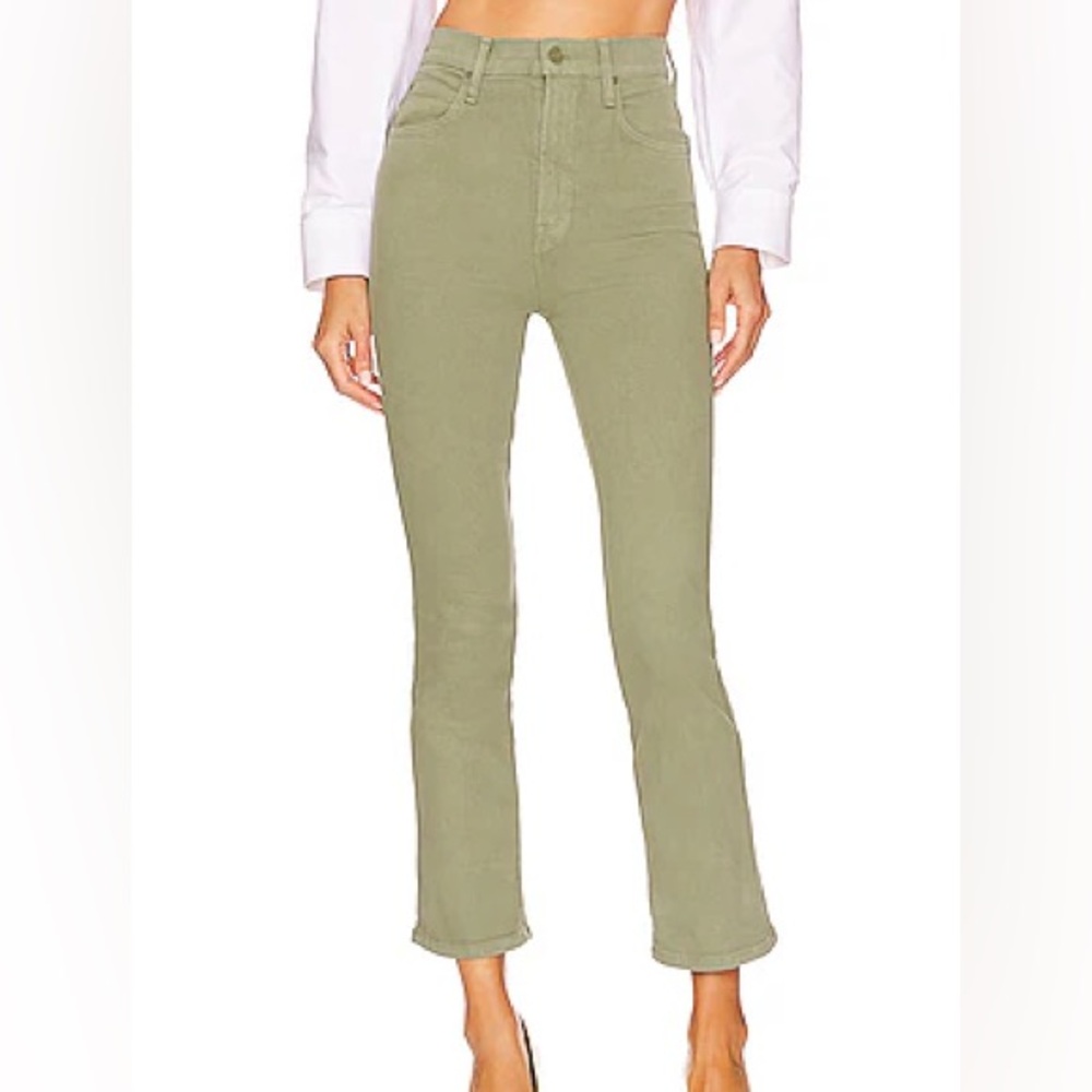MOTHER NWT High Waisted Smokin Double Ankle in Oil Green